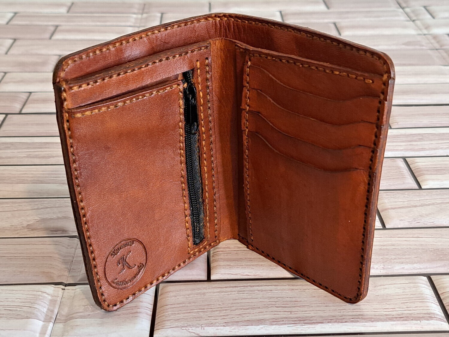 Bi-Fold Leather Wallet with Change Compartment