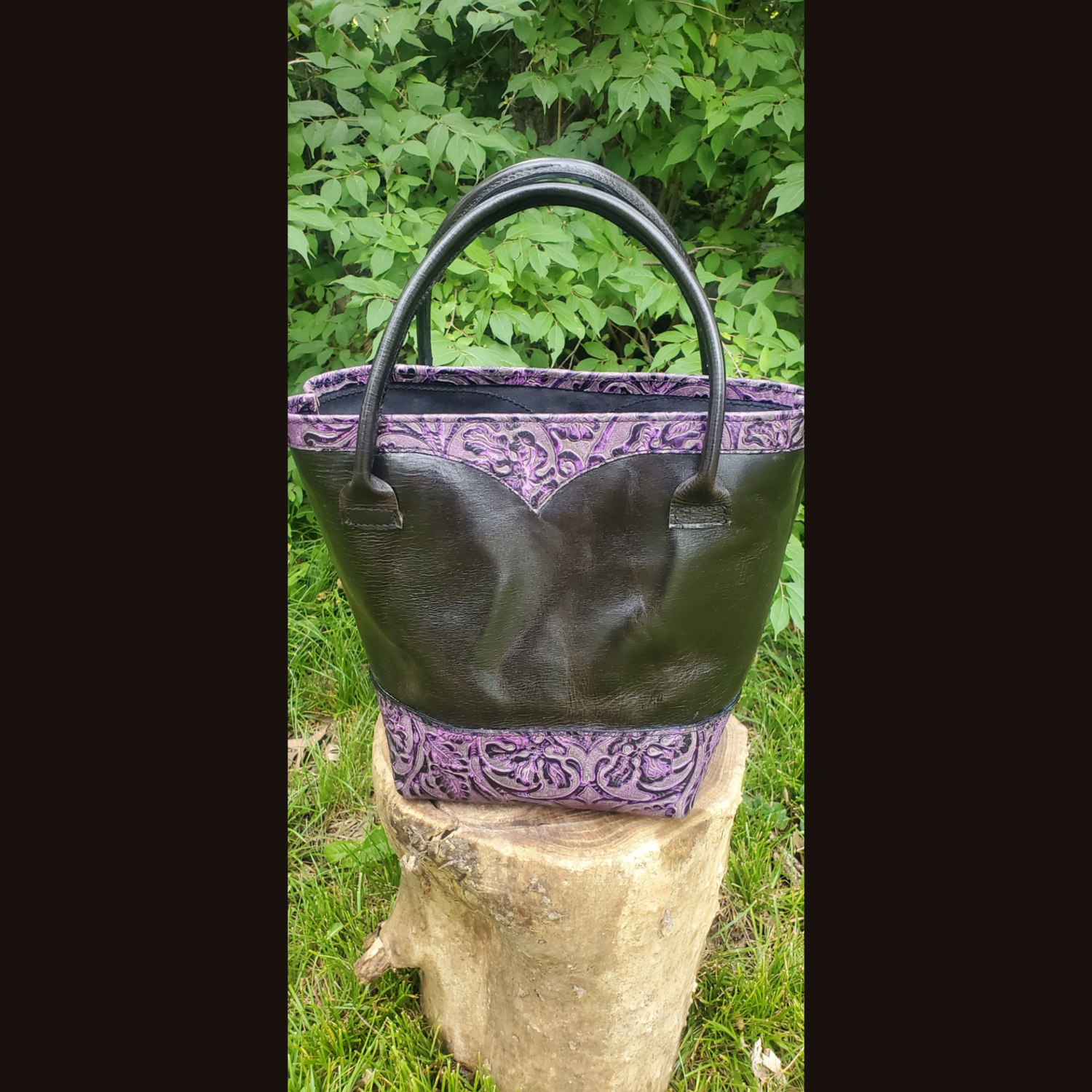 Purple and Black Heirloom Accented Tote Bag