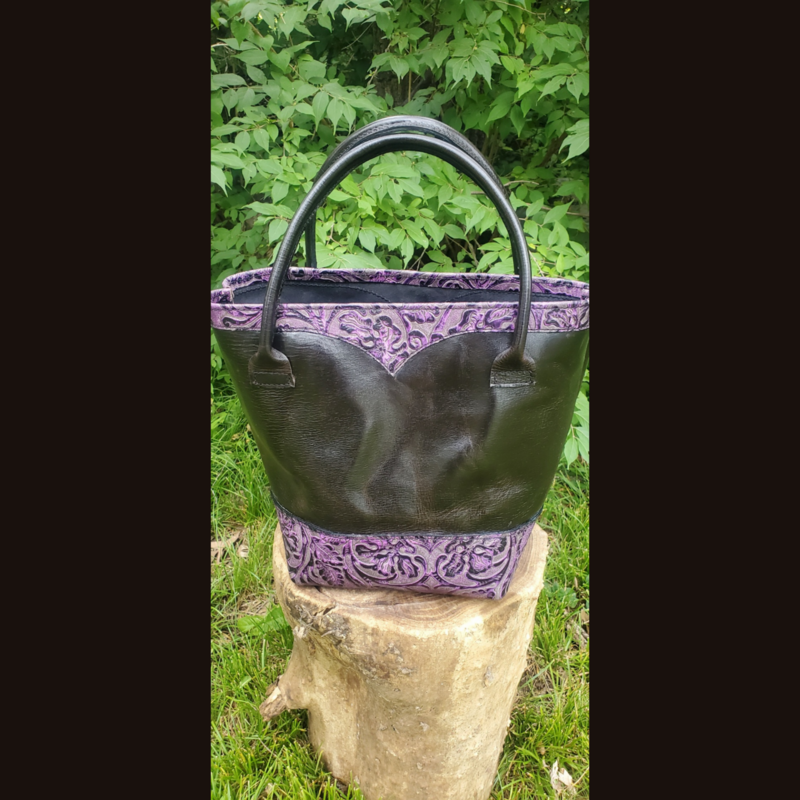 Purple and Black Heirloom Accented Tote Bag