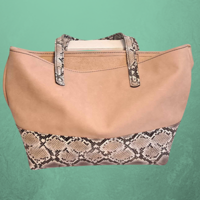 Embossed Snakeskin Leather Tote Bag