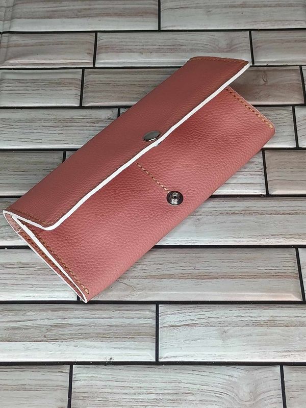 Rose Saffiano Clutch