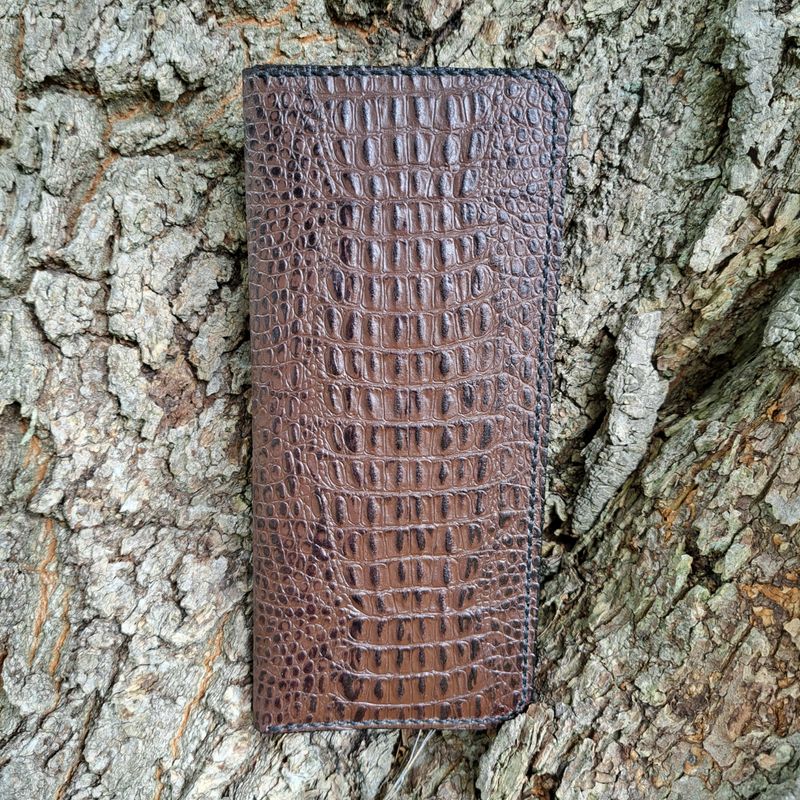 Brown Alligator Embossed Leather Wallet