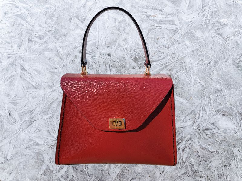 Small Pearl Red Saffiano Leather Bag