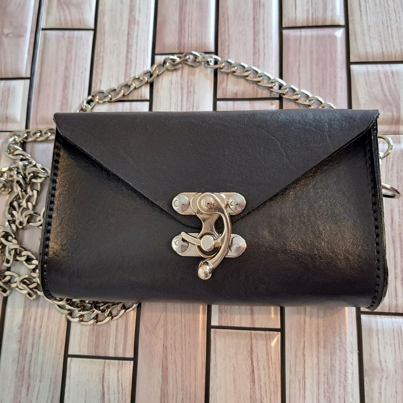 Black Leather Clutch Purse