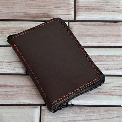 Brown Zippered Card Wallet