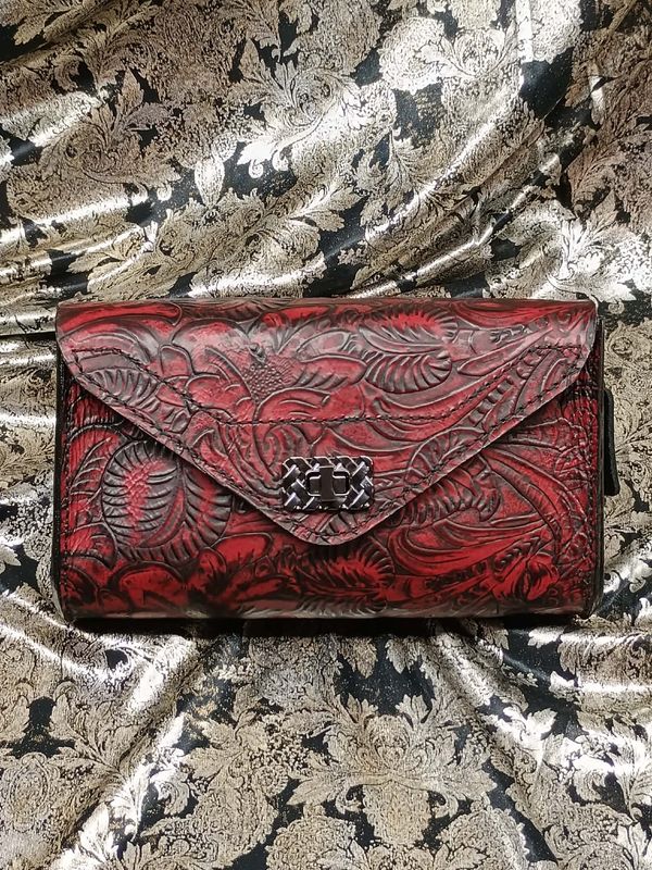 Maroon and Black Clutch Purse