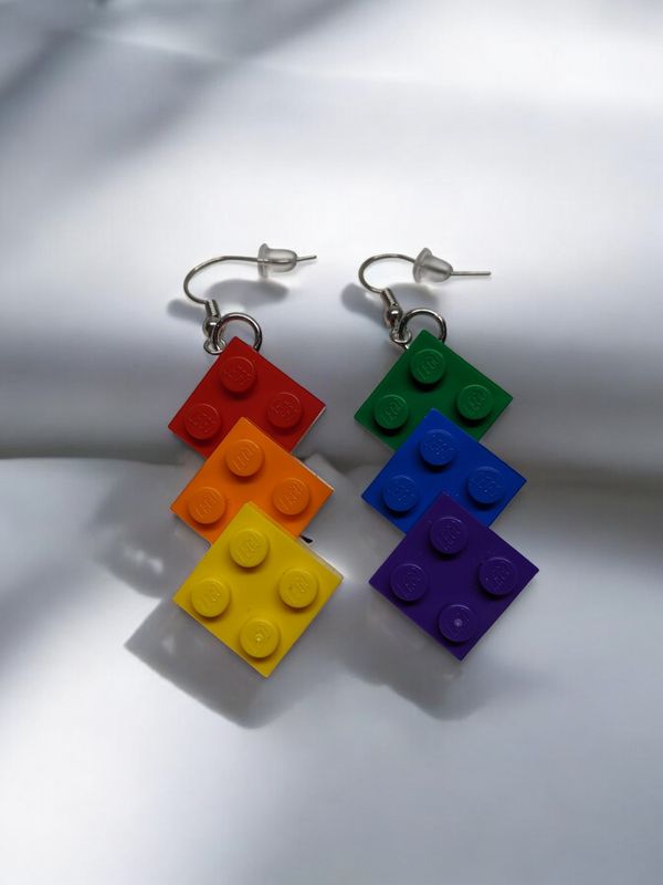 Triple Straight LEGO Earrings by BrickCrafts - Custom Colors