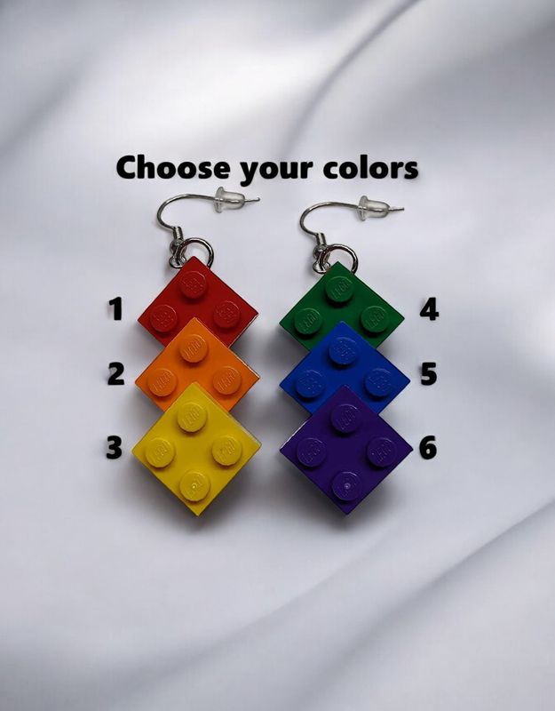 BrickCrafts Triple Straight LEGO Earrings - Custom Colors
