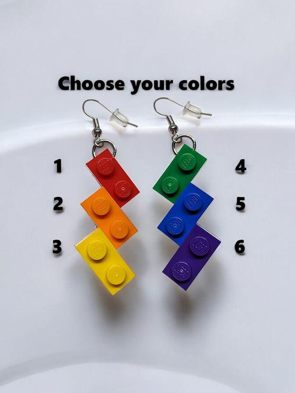 BrickCrafts Triple ZigZag LEGO Earrings - Custom Colors