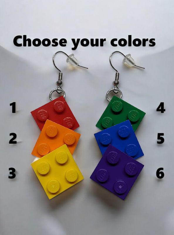 BrickCrafts Triple Wiggled LEGO Earrings - Custom Colors