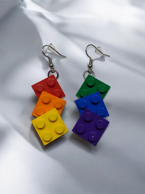 Triple Wiggled LEGO Earrings by BrickCrafts - Custom Colors