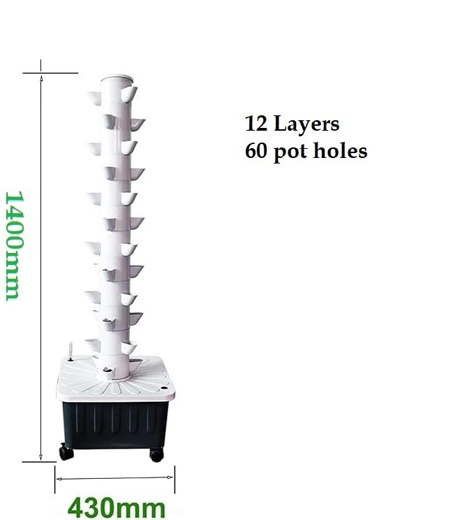 Now On Sale, Hydroponic Tower, 12 layers, 60 pot holes
