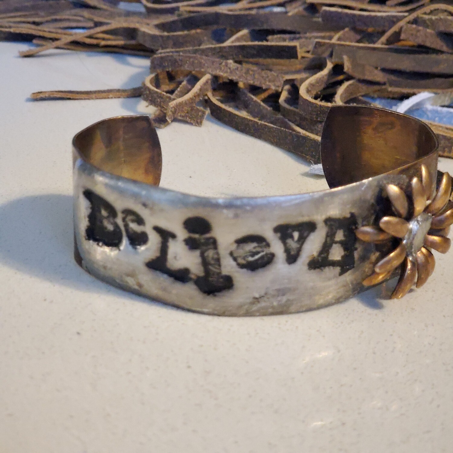 HANDMADE FLORAL CUFFS, QUOTE: BELIEVE