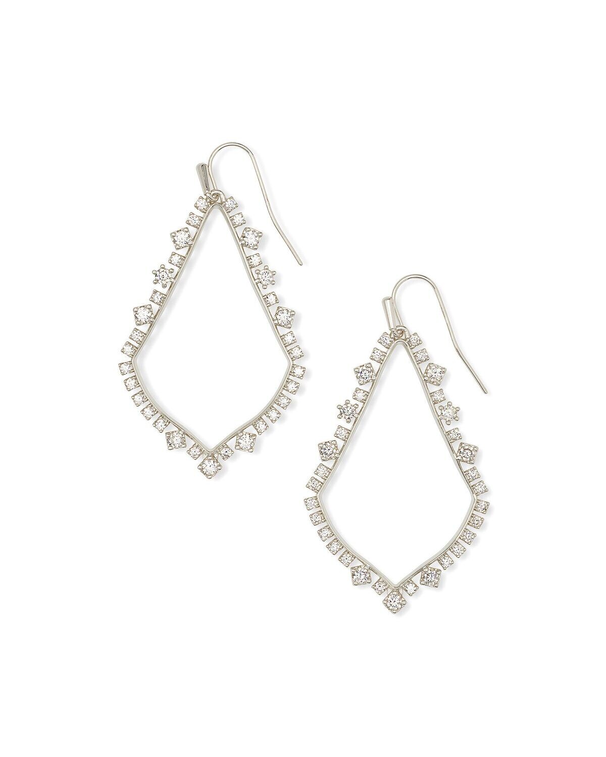 SOPHEE CRYSTAL DROP, Color: RHODIUM METAL WHITE CZ, Size: ONE SIZE