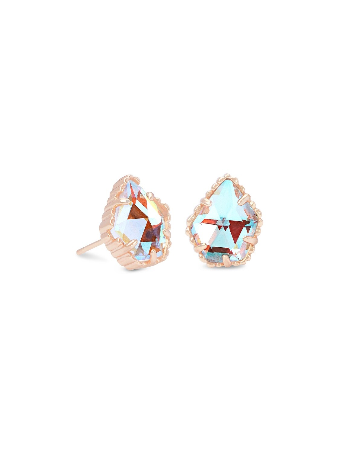 TESSA STUD EARRINGS, Color: ROSE GOLD DICHROIC GLASS, Size: ONE SIZE