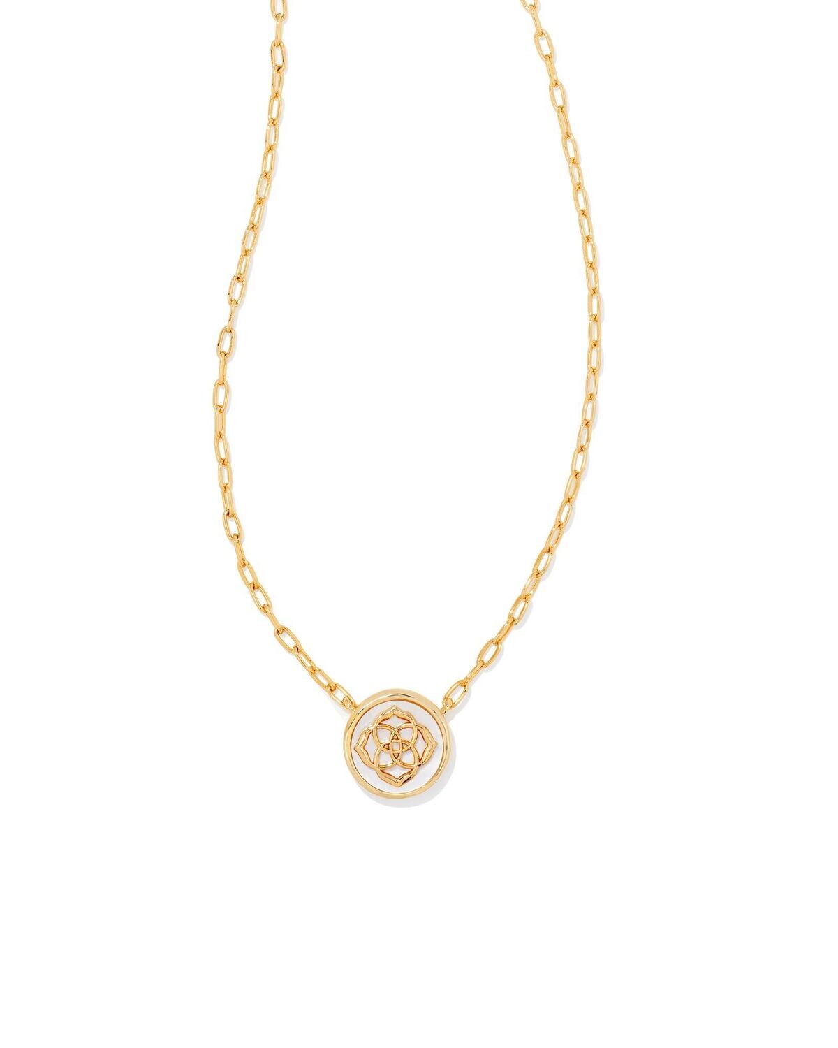 STAMPED DIRA PENDANT NECKLACE, Color: GOLD IVORY MOTHER OF PEARL, Size: ONE SIZE