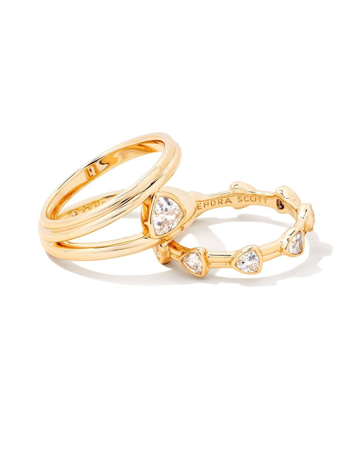 ARDEN TRIPLE RING SET, Color: GOLD WHITE CRYSTAL 6, Size: 6