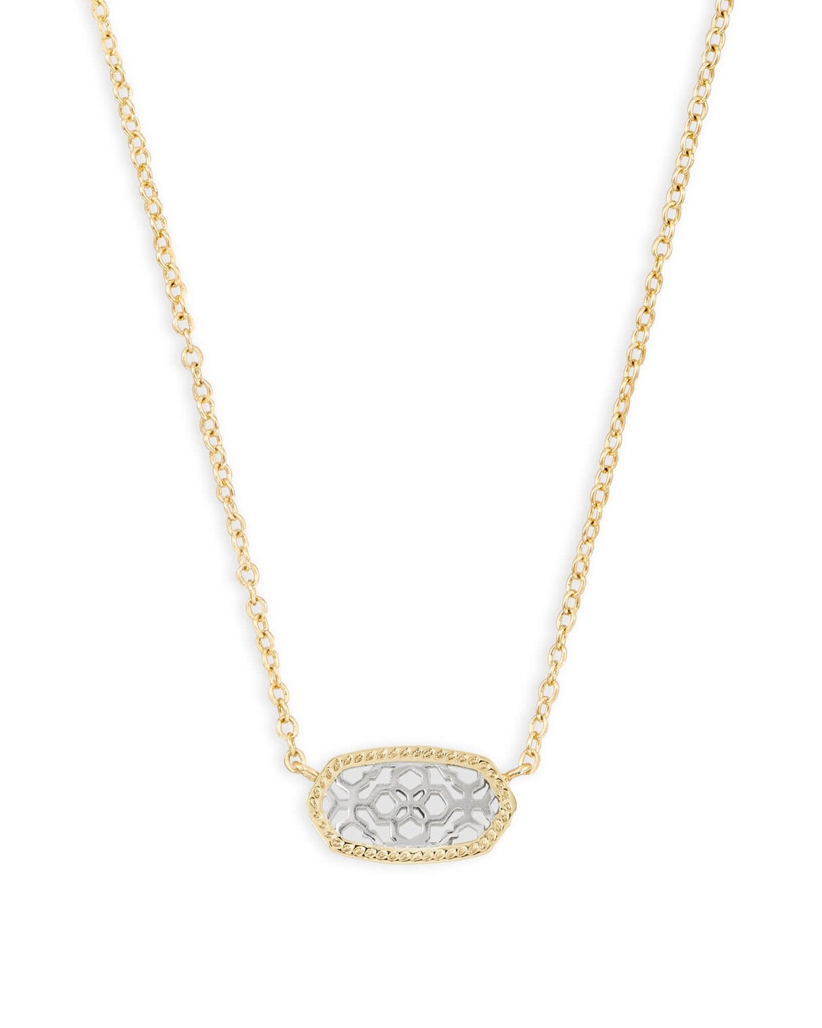 Elisa Short Pendant Necklace, Color: GOLD - RHODIUM FILIGREE MIX, Size: ONE SIZE