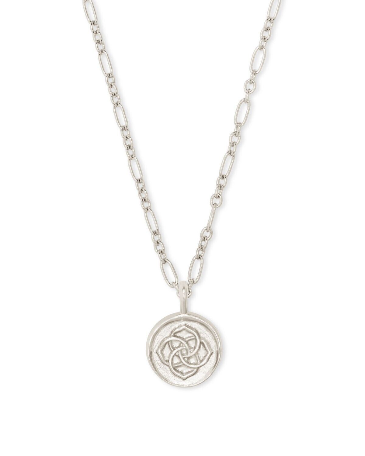 DIRA COIN PENDANT NECKLACE, Color: RHODIUM METAL, Size: ONE SIZE