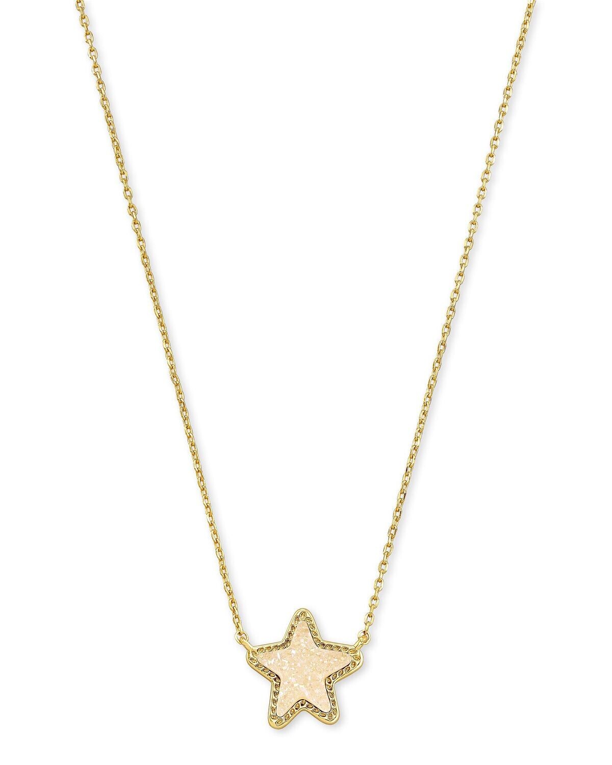 Jae Star Short Pendant-Gold, Color: GOLD IRIDESCENT DRUSY, Size: ONE SIZE