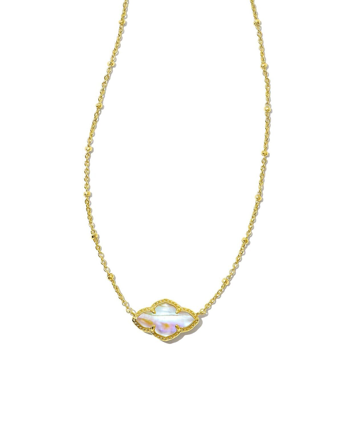 ABBIE PENDANT NECKLACE, Color: GOLD IRIDESCENT ABALONE, Size: ONE SIZE