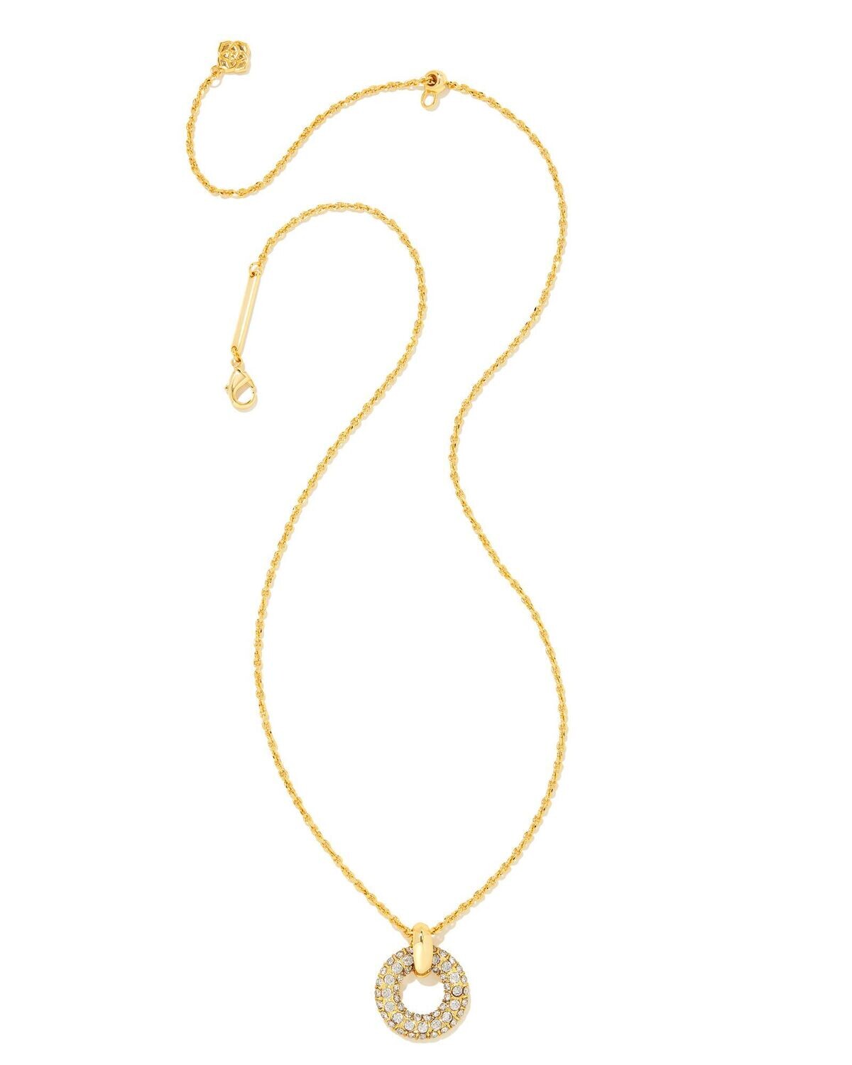 MIKKI PAVE SHORT PENDANT NECKLACE, Color: GOLD WHITE CZ, Size: ONE SIZE