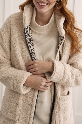 LINED ZIP UP COAT, Color: OYSTER, Size: XS