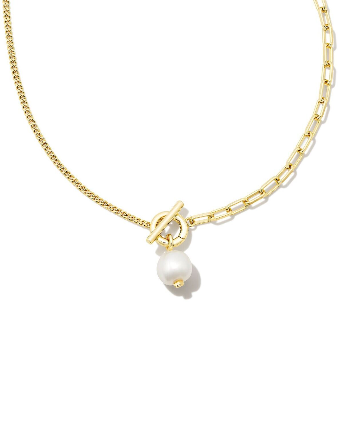 LEIGHTON PEARL CHAIN NECKLACE, Color: GOLD WHITE PEARL, Size: ONE SIZE