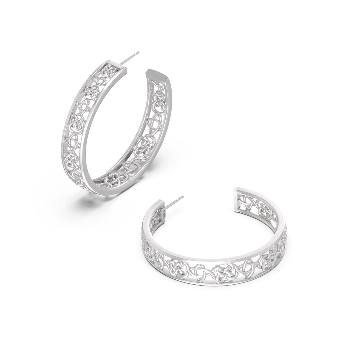 KELLY HOOP EARRINGS, Color: RHODIUM METAL, Size: ONE SIZE