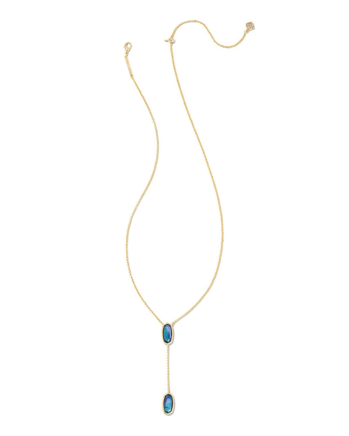 FRAMED ELISA Y NECKLACE, Color: GOLD DARK BLUE MOTHER OF PEARL, Size: ONE SIZE