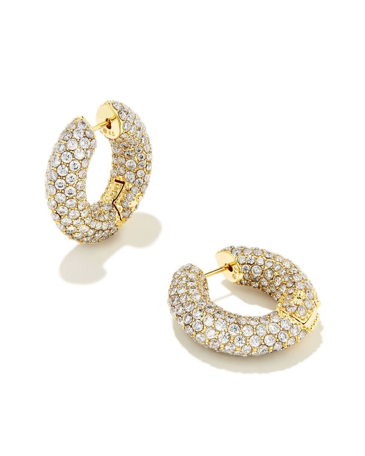 MIKKI PAVE HOOP EARRINGS, Color: GOLD WHITE CZ, Size: ONE SIZE