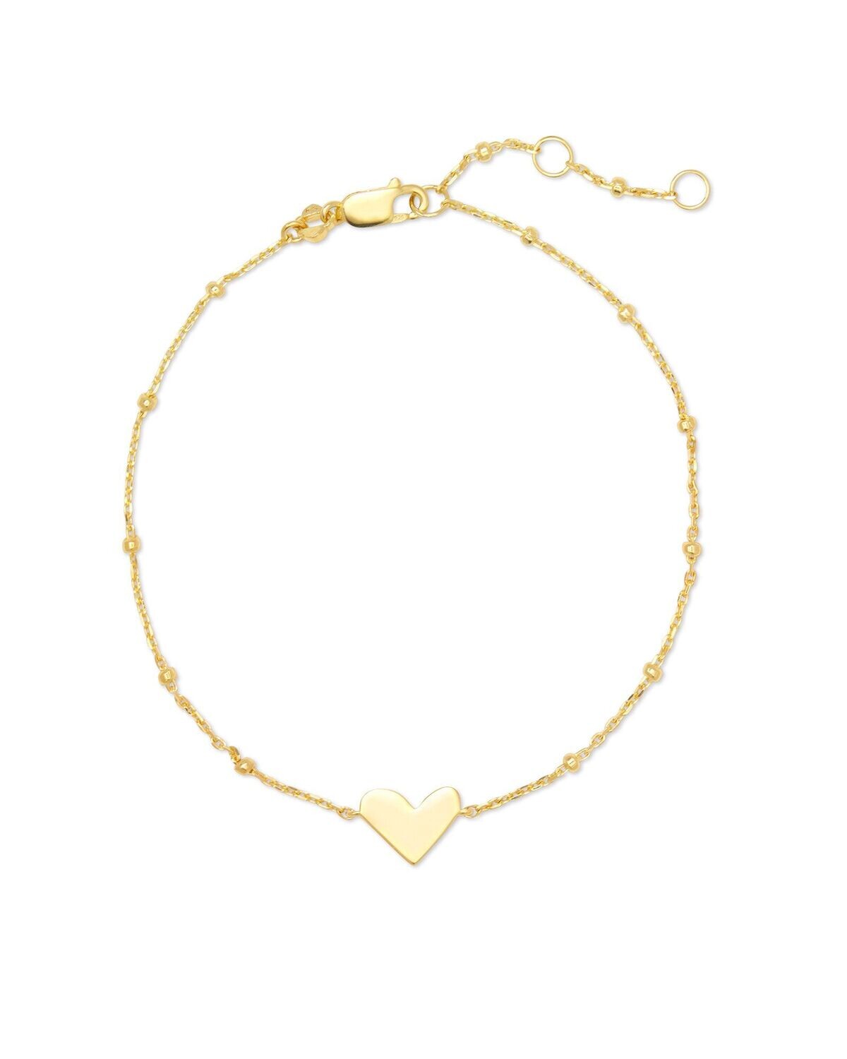 ARI HEART DELICATE CHAIN BRACELET, Color: 18K GOLD VERMEIL, Size: ONE SIZE