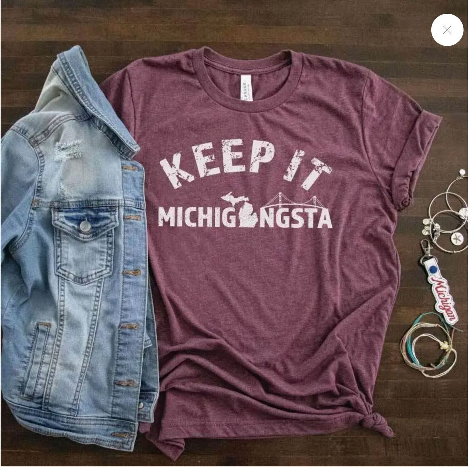 MICHIGANGSTA TEE, Color: MAROON HEATHER, Size: XS