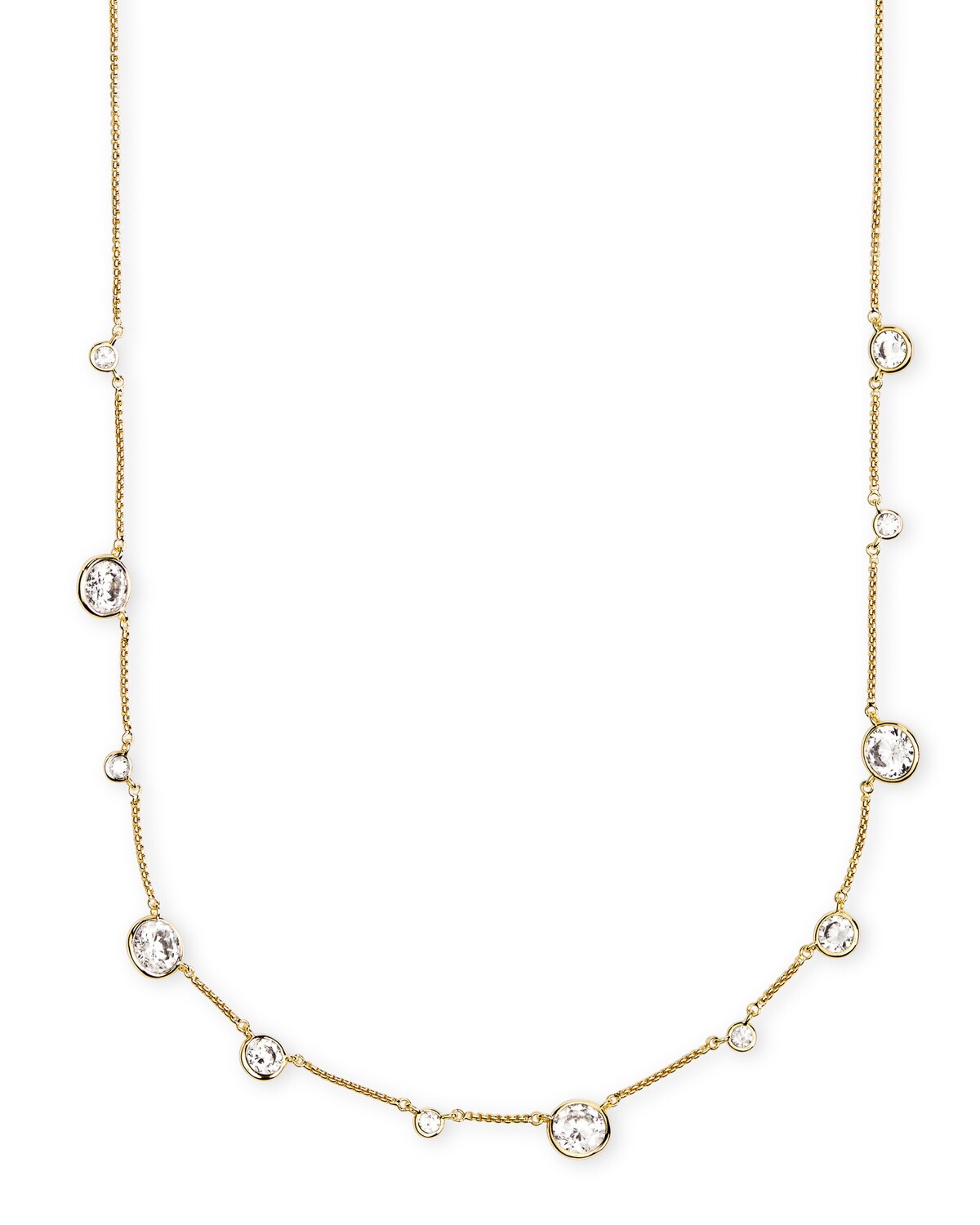CLEMENTINE NECKLACE, Color: GOLD METAL WHITE CZ, Size: ONE SIZE