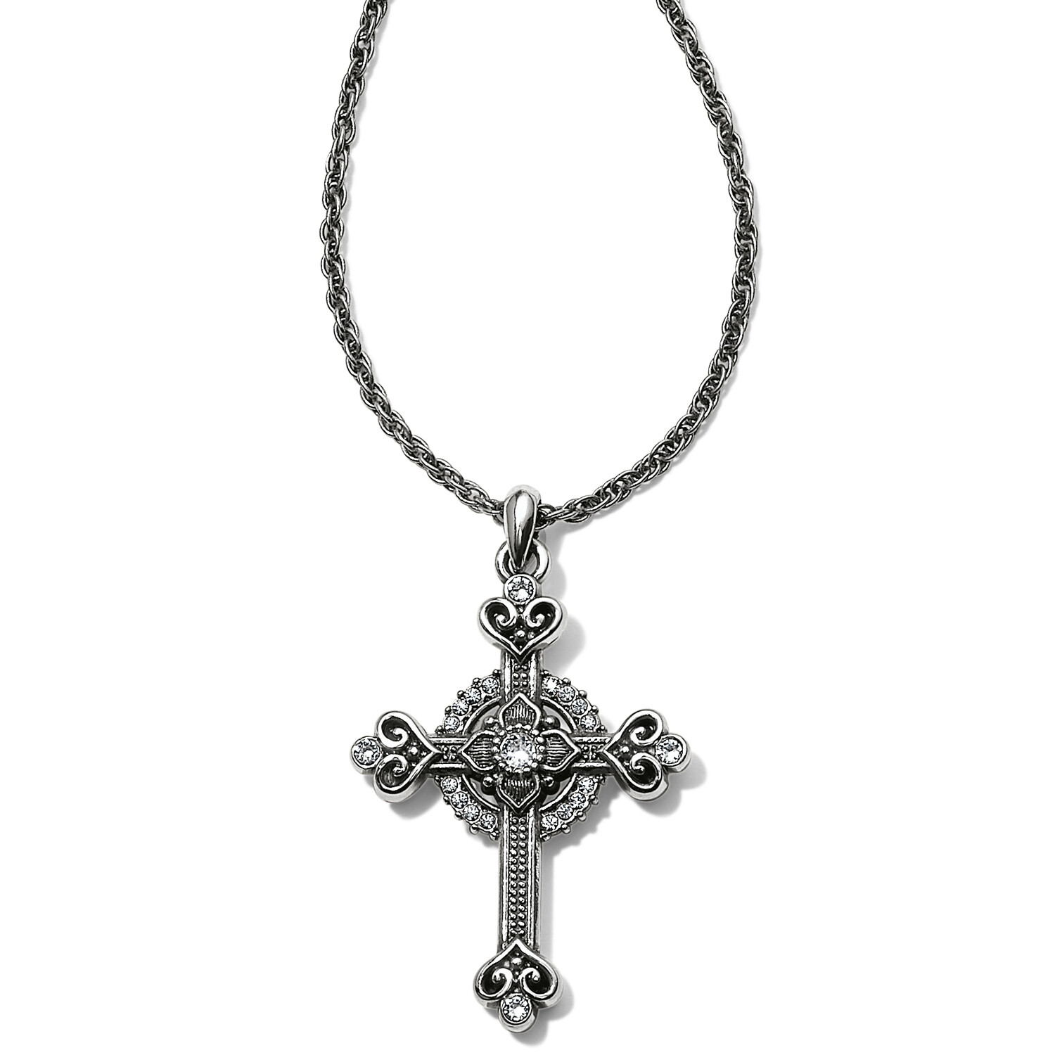 ALCAZAR HEART SMALL CROSS NECKLACE