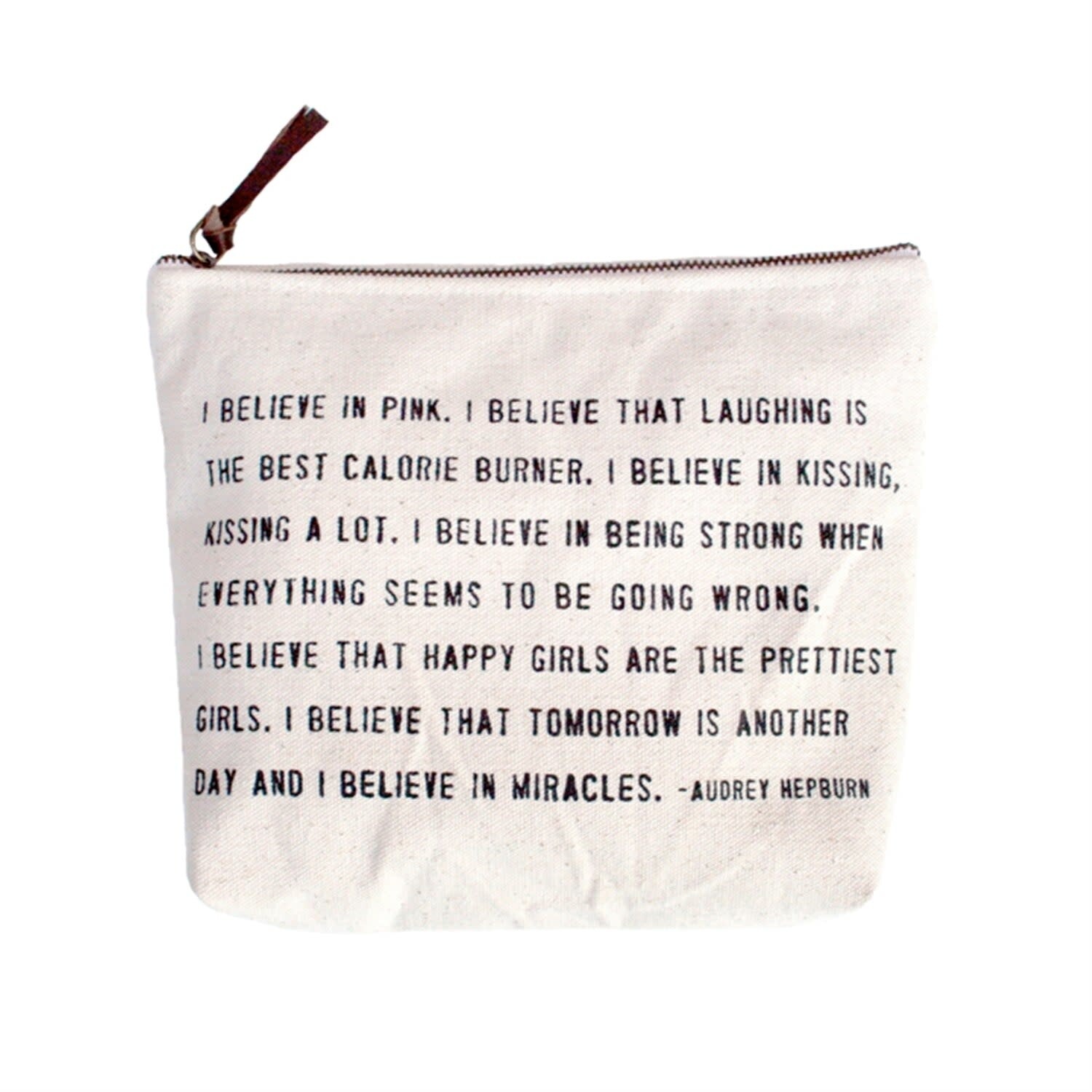 I Believe In Pink Canvas Zip Bag - 8.5&quot;x7.5&quot;