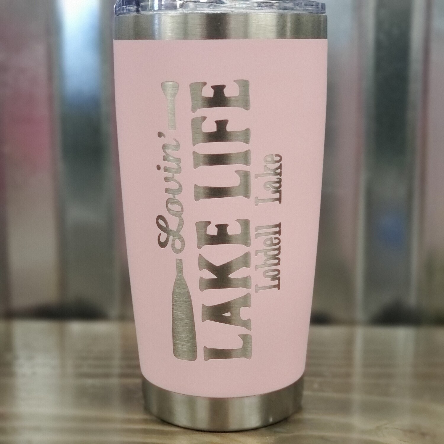 LOVIN&#39; LAKE LIFE PINK TUMBLER