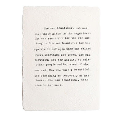 SHE WAS BEAUTIFUL HANDMADE PAPER