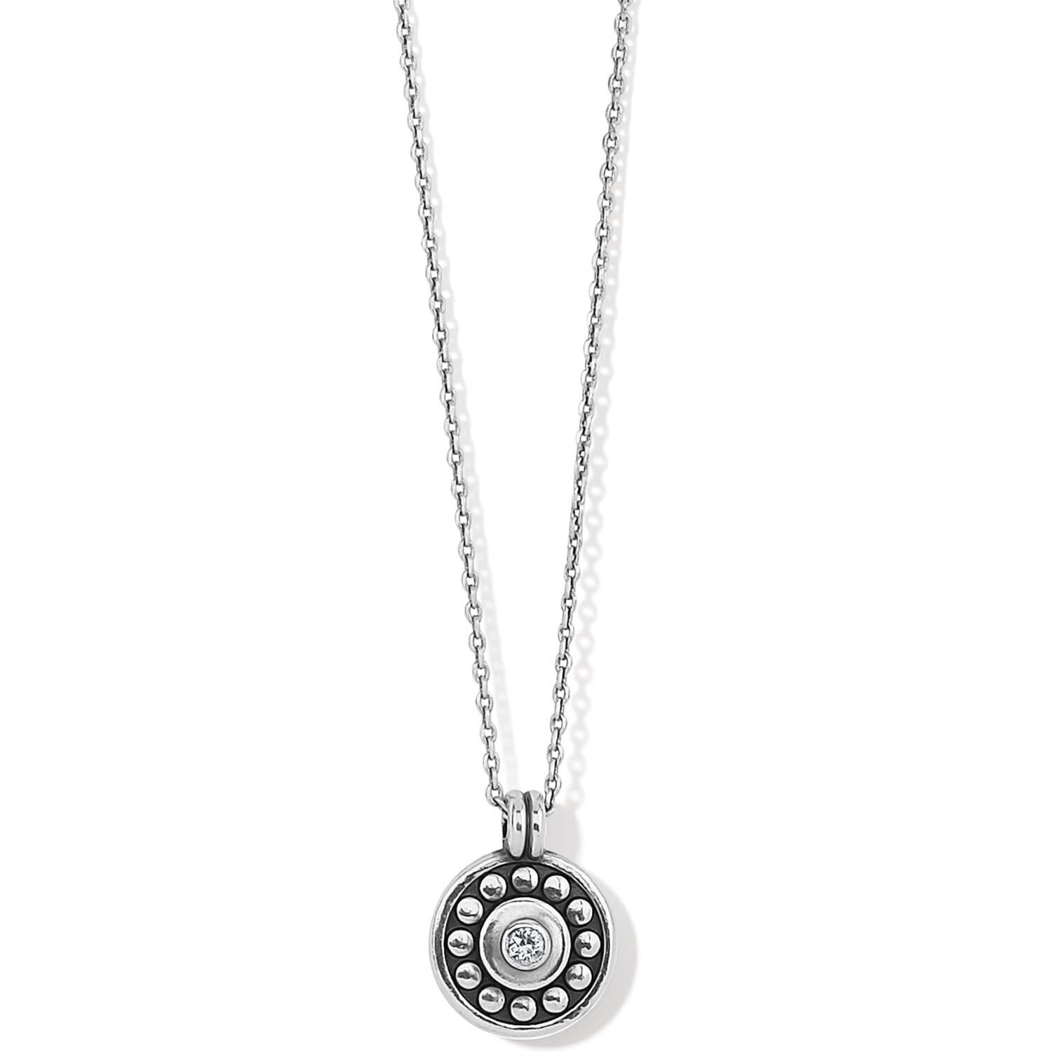 PEBBLE DOT MEDALI NECKLACE - CLEAR/APRIL