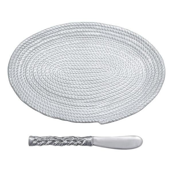 ROPE CERAMIC OVAL PLATE W/SPRE