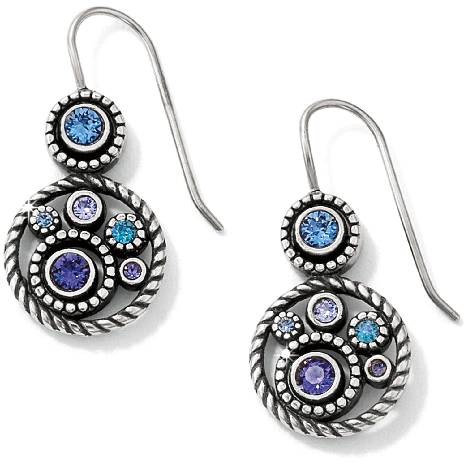 HALO FRENCH WIRE EARRINGS-TANZANITE