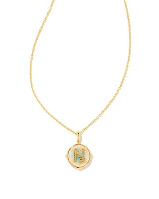 LETTER N DISC PENDANT NECKLACE