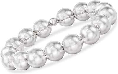 CLASSIC SILVER 12MM BEAD BRACELET