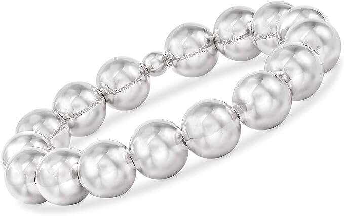 CLASSIC SILVER 12MM BEAD BRACELET