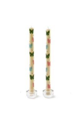 butterfly dinner candles - pastel - set of 2