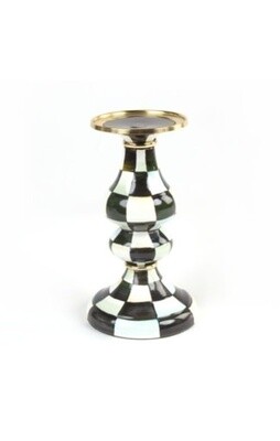 courtly check enamel pillar candlestick - medium