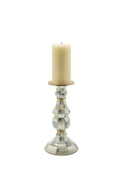 sterling check enamel pillar candlestick - large