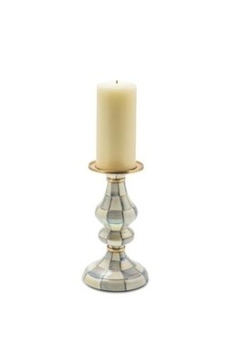 sterling check enamel pillar candlestick - medium