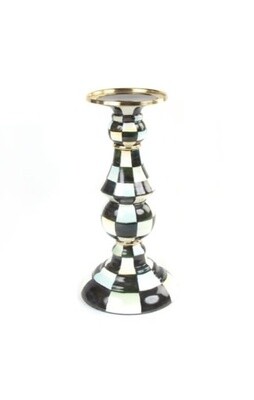 courtly check enamel pillar candlestick - large