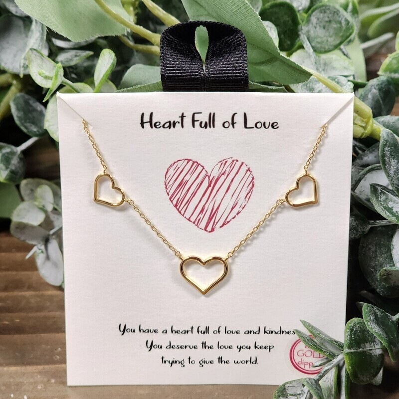 Heart Full of Love / Three open Heart Necklace